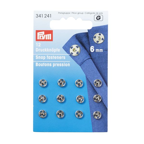 Annäh-Druckknöpfe 6mm Silber