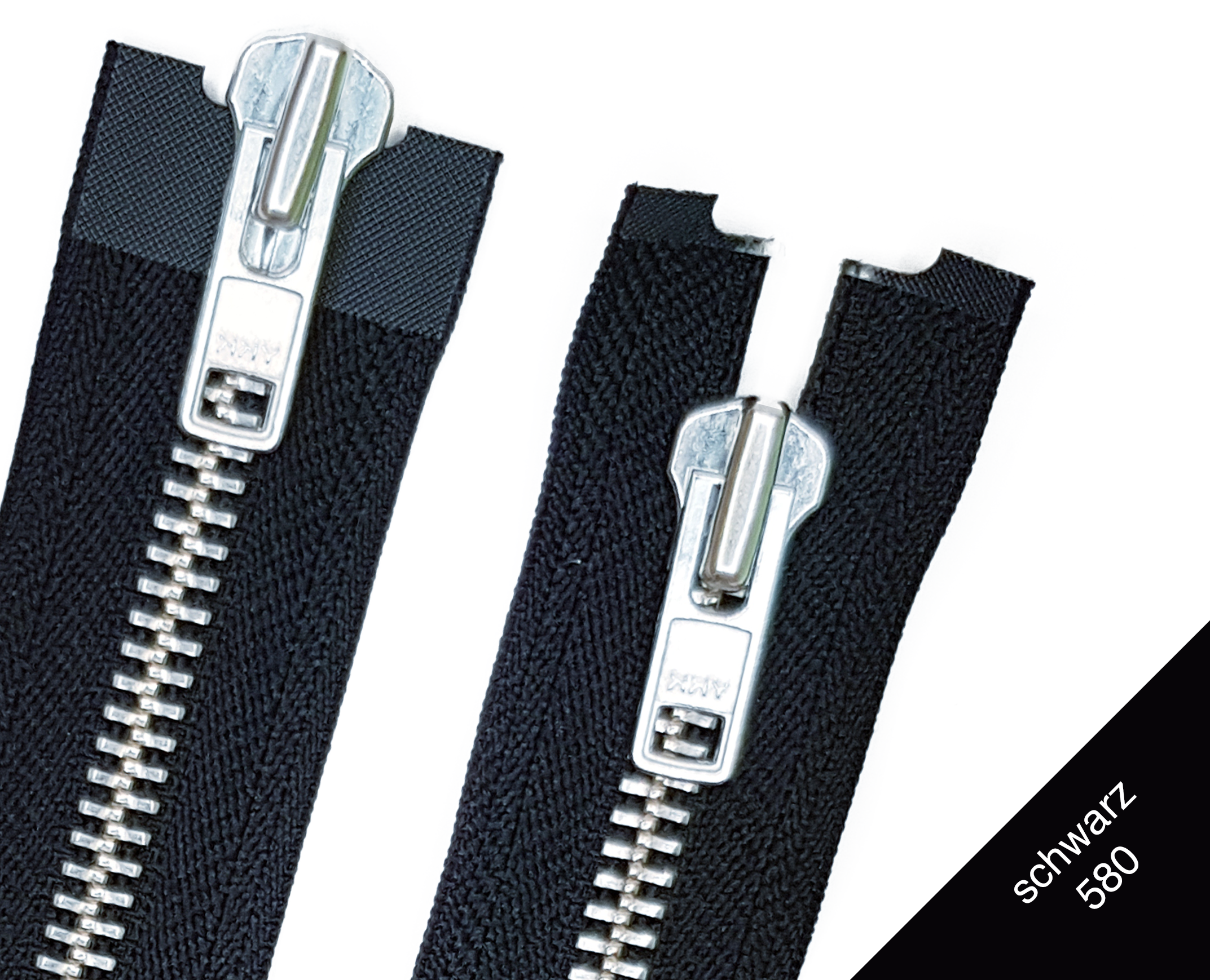 YKK Reißverschluss 2 Wege teilbar 5mm weiß 50 cm Metall silberne Zähne