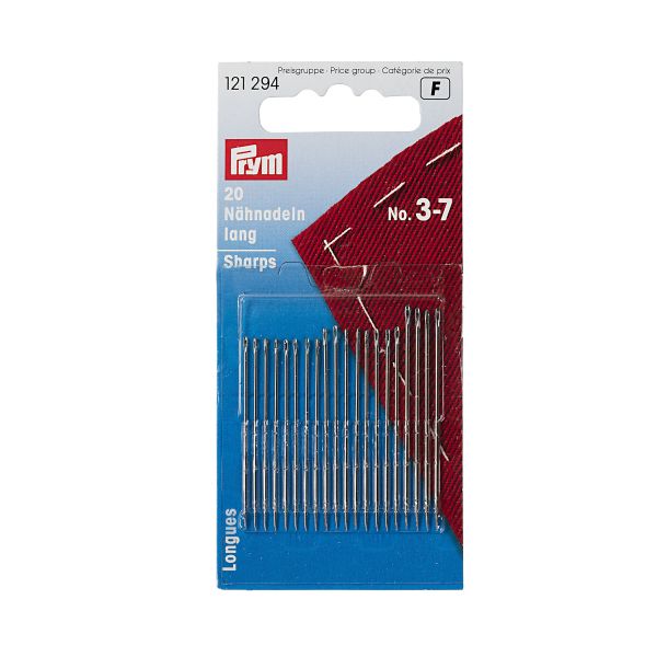 Nähnadeln mit Goldöhr, lang oder halblang No. 3-7, 44x0,9-38x0,7mm > 20 Stück